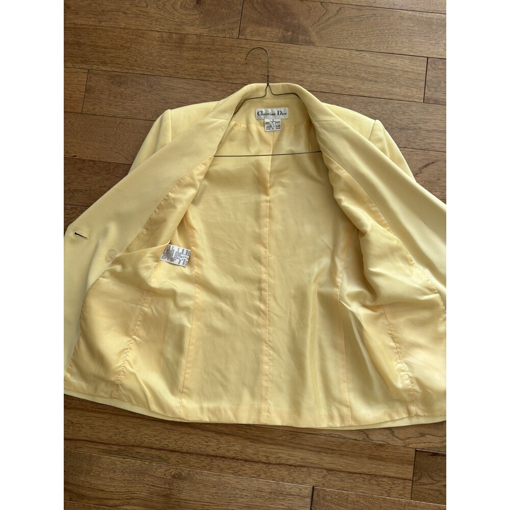 CHRISTIAN DIOR Vintage 90s Blazer Women’s Yellow Gold Button Double Breasted - Picture 15 of 16